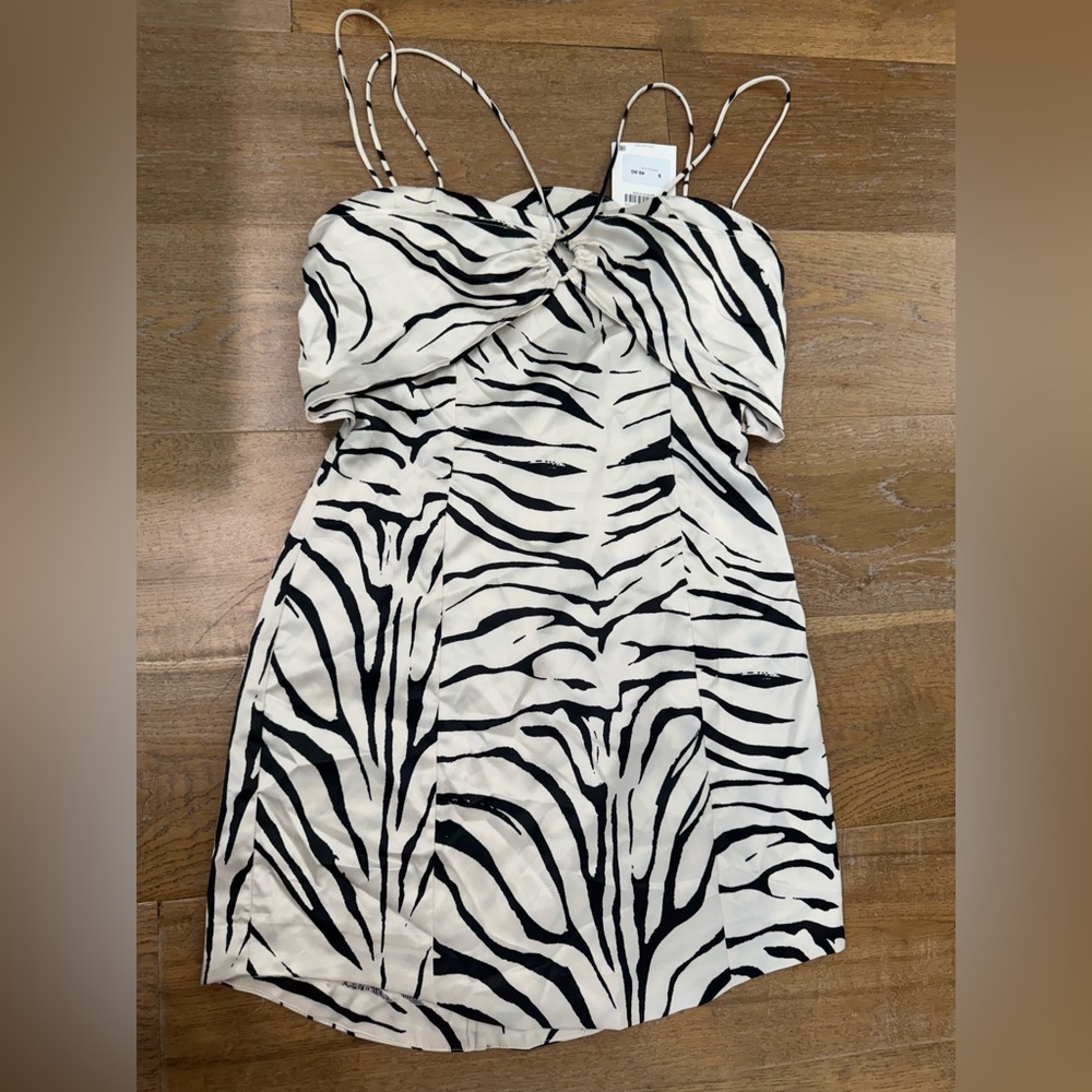 Zara zebra print satin slip mini dress